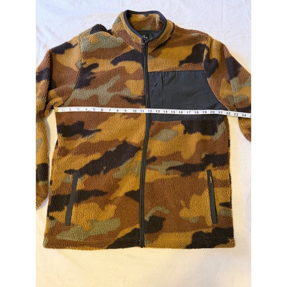 O'Neill Mens Camo Sherpa Fleece Full Zip Jacket Brown Green Camouflage Large - Picture 6 of 7